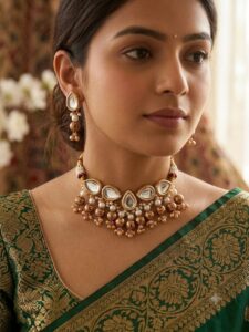 Gold Pearl Kundan Necklace